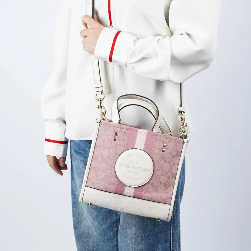 COACH Dempsey Canvas Leather Tote Bag , Shopping Bag , Crossbody Bag , Handbag Medium Women's Cherry Blossom Pink (Unisex) Handbags