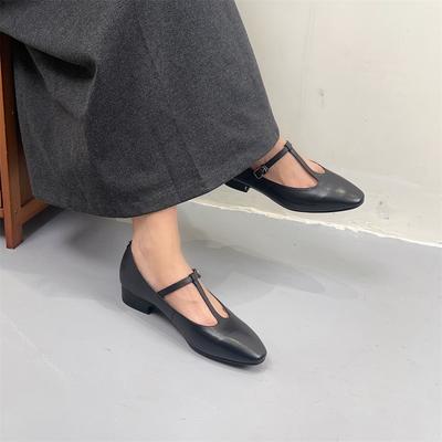 Туфли-лодочки из натуральной кожи Туфли Мэри Джейн для отдыха Универсальные женские туфли из коровьей кожи на низком каблуке