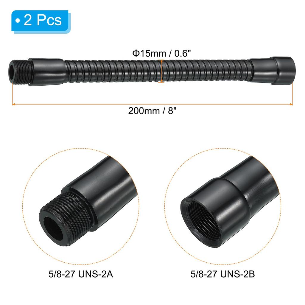 PATIKIL 200 мм микрофон гусиная шея 2 шт 16 винтов металлический универсальный шланг гибкий держатель гусиная шея трубка удлинитель многофункциональный DIY черный мм-27