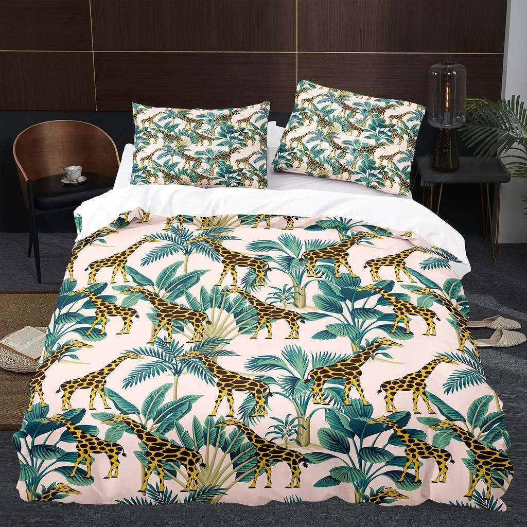 Комплект постельного белья с жирафом, комплект постельного белья в стиле ретро с изображением животных, мягкий и удобный пододеяльник размера King Size