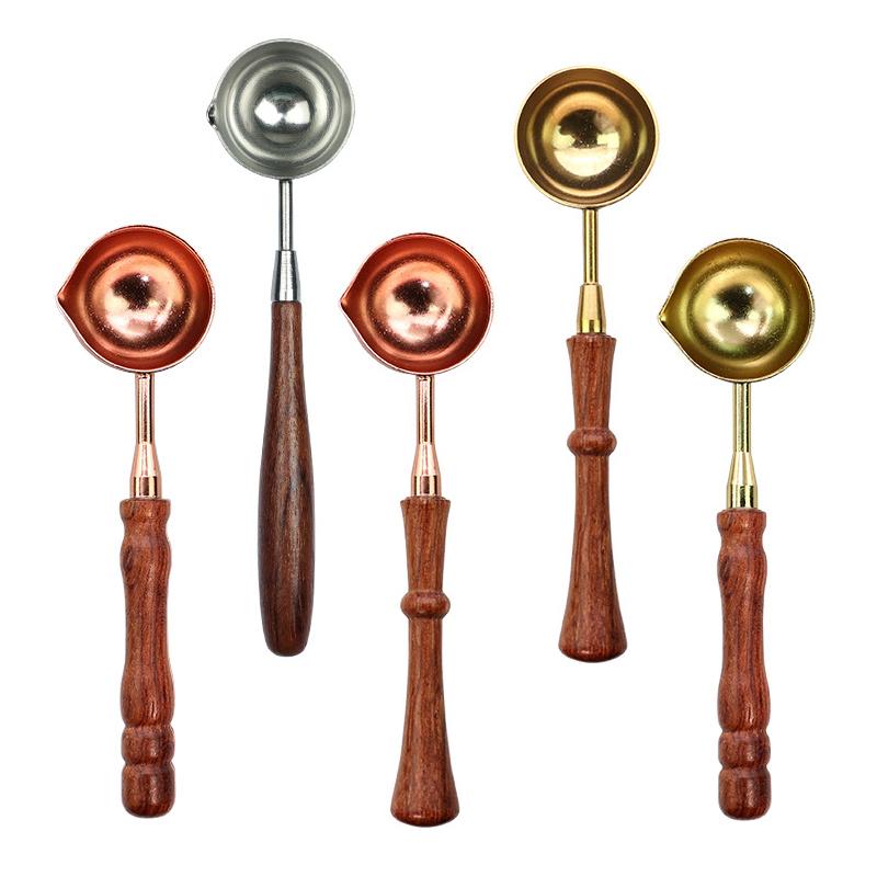 1 шт. Ретро-ложка для сургуча с деревянной ручкой, самодельная ложка для плавления лака, для восковых гранул, пригласительных открыток, украшений