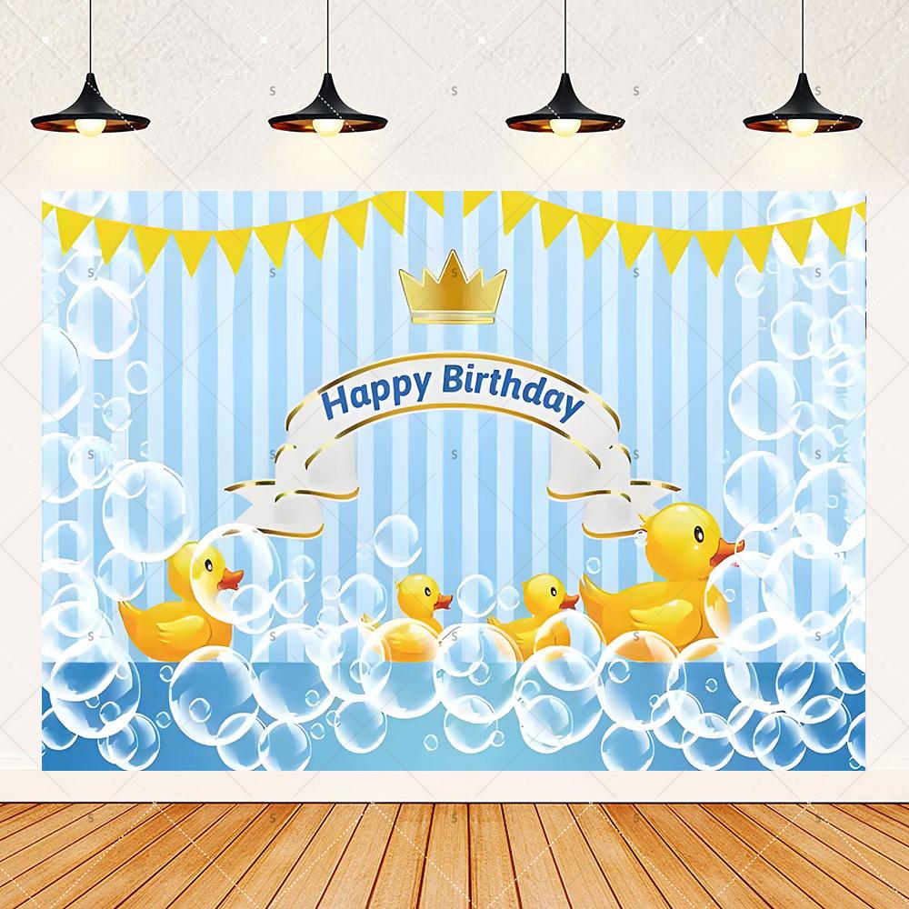 Cute Yellow Duck Theme Background Banner Kids Birthday Party Decorations Photography Backdrop Cartoon Baby Shower Supplies Props