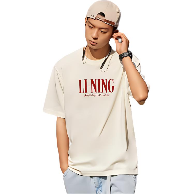 Li Ning Спортивный стиль жизни Коллекция Спортивная мода Коллекция Футболка Унисекс Кремовый AHSSF51-2