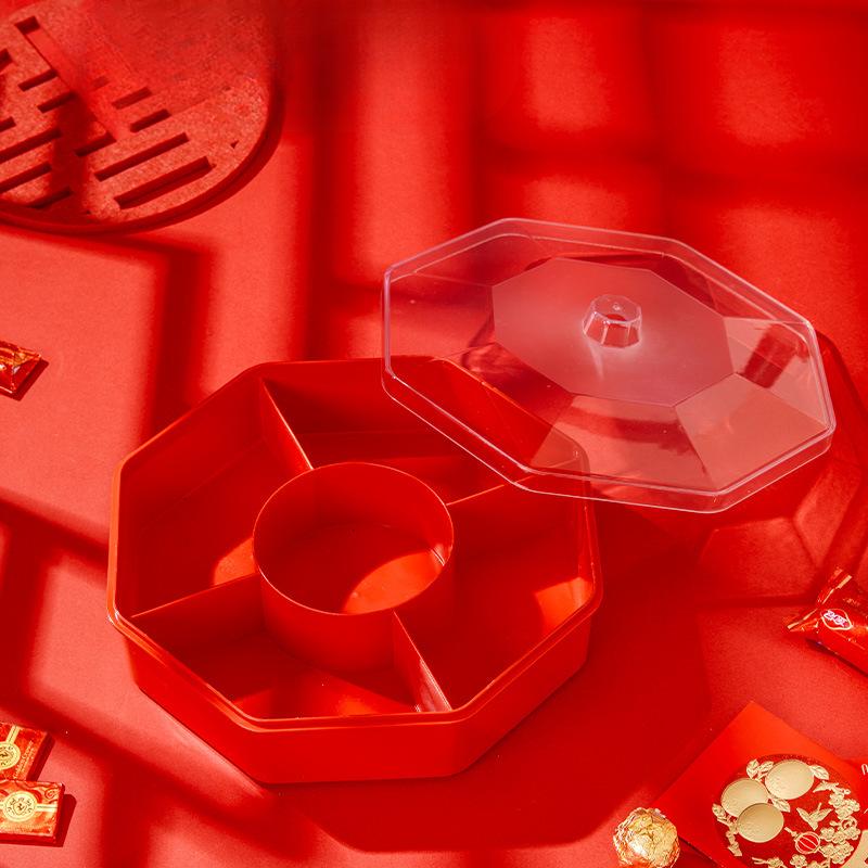 Creative Fruit Plate Living Room Snack Storage Box Divided Into Lattice with Lid Fruit Plate Wedding Coffee Table Household Candy Box Dried Fruit Box