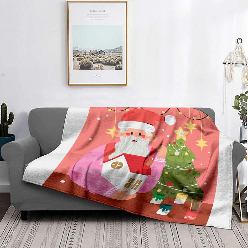 Home Decoration Plush Throw Sofa Blanket Bedspread Bed Fluffy Soft Blankets Decor Plaid Modern Halloween Merry Christmas Winter