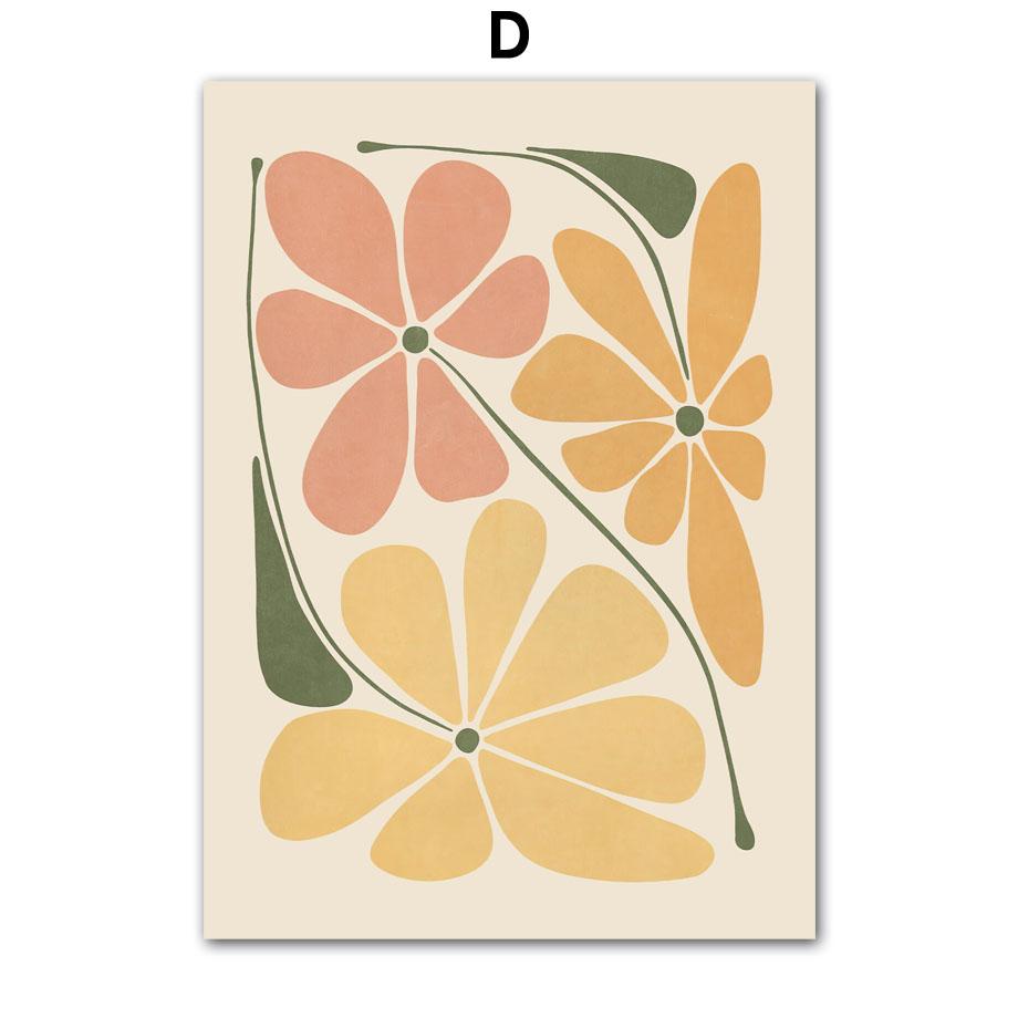Абстрактный Цветочный Рынок Пион Маргаритка Листья Настенное Искусство Холст Живопись Винтажные Постеры И Принты Картина для Гостиной Домашний Декор
