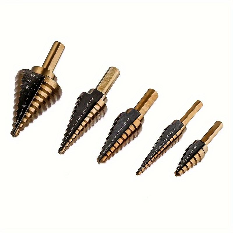 8Pc Cobalt Alloy Step Drill Bits Set, Black Oxide Coated, 50 Hole Sizes for Metal, Wood, Plastic