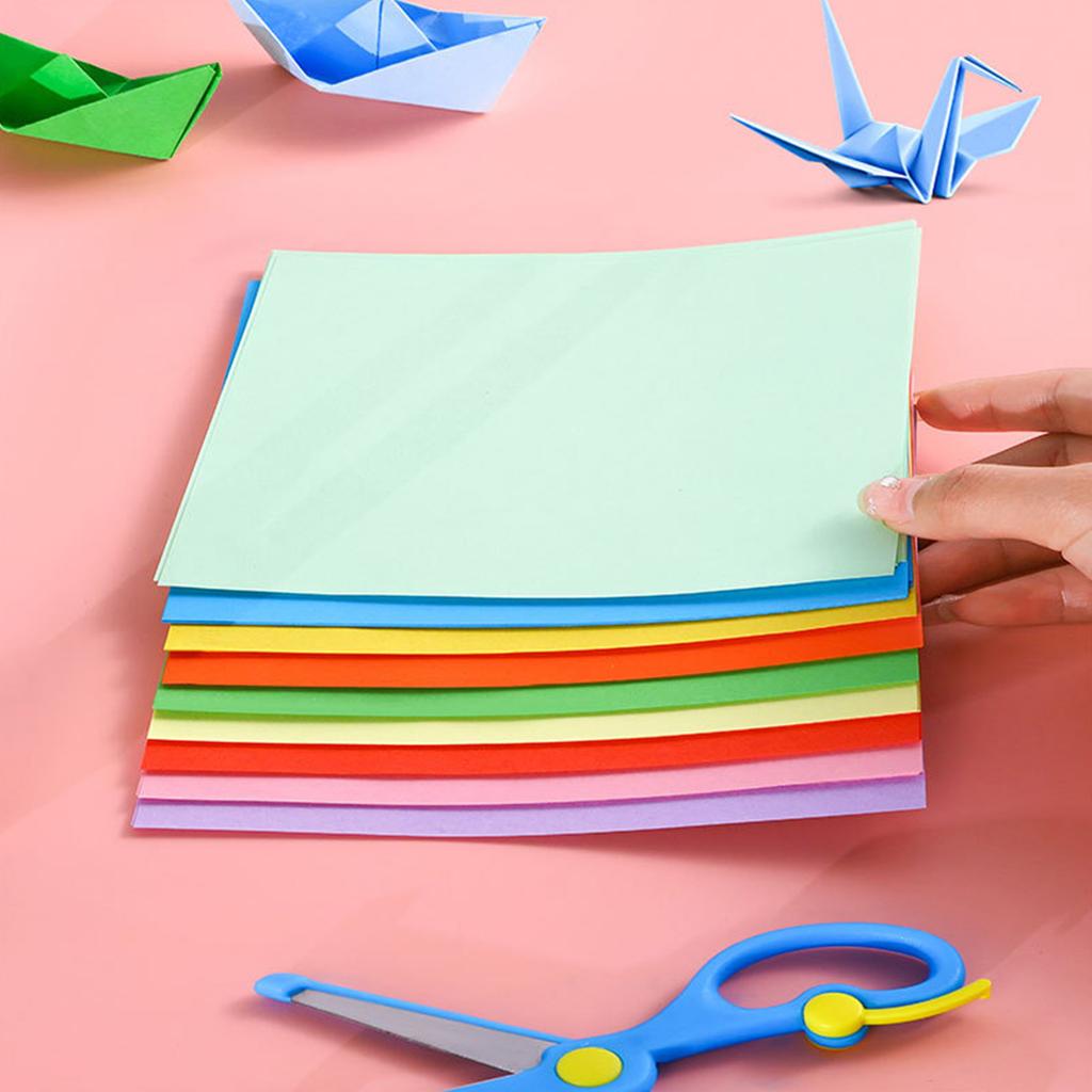 100 Pcs Origami Paper Double Sided Square Origami Paper Same Colour On Both Sides for Kids School Arts Crafts Projects
