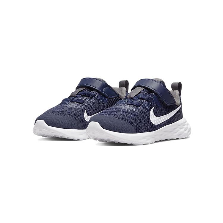 Nike REVOLUTION 6 Обувь для малышей из перерабатываемых материалов, нескользящая подошва, устойчивая к истиранию, низкая посадка, сине-белый DD1094-400