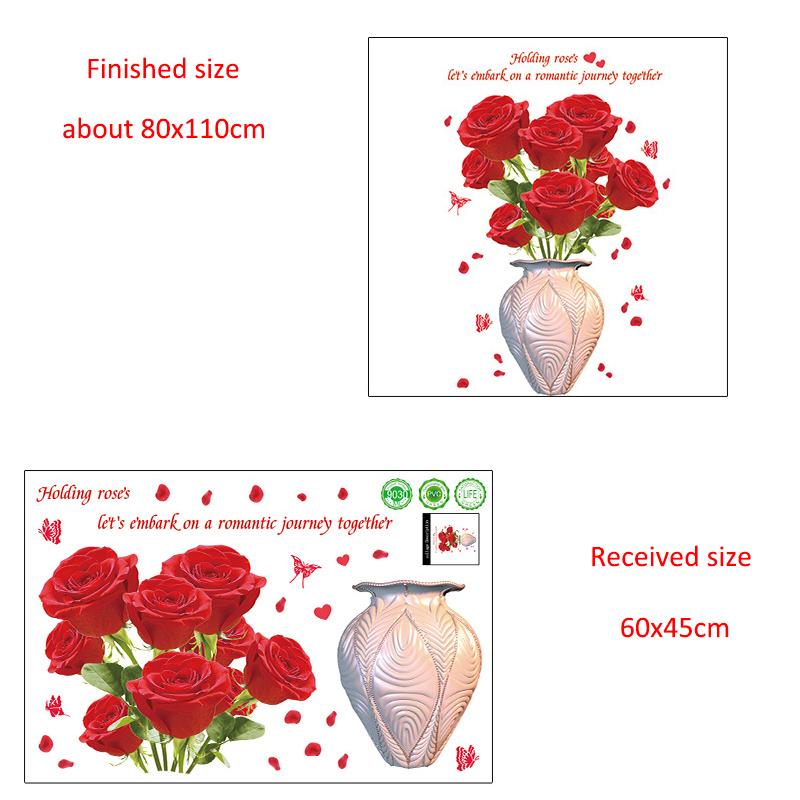 Настенная наклейка в китайском стиле с вазой с пионами для спальни, гостиной, самоклеящаяся виниловая наклейка, съемный декор для фона телевизора, украшение для дома