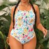 Floral Printed One Piece Swimsuit For Women Plus Size Trend Sexy Tummy Control Monokini Swimwear Beach Vacation Bathing Suit