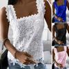 Women Vest Square Collar Sleeveless Tank Top Embroidery Lace Floral Vest Solid Color Thin Tops