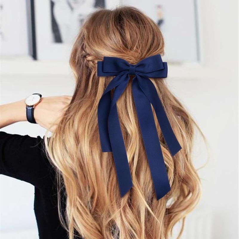 Fabric Ribbon Bow Hairpin For Women Girls Hair Clips Solid Color Bow Hair Accessories