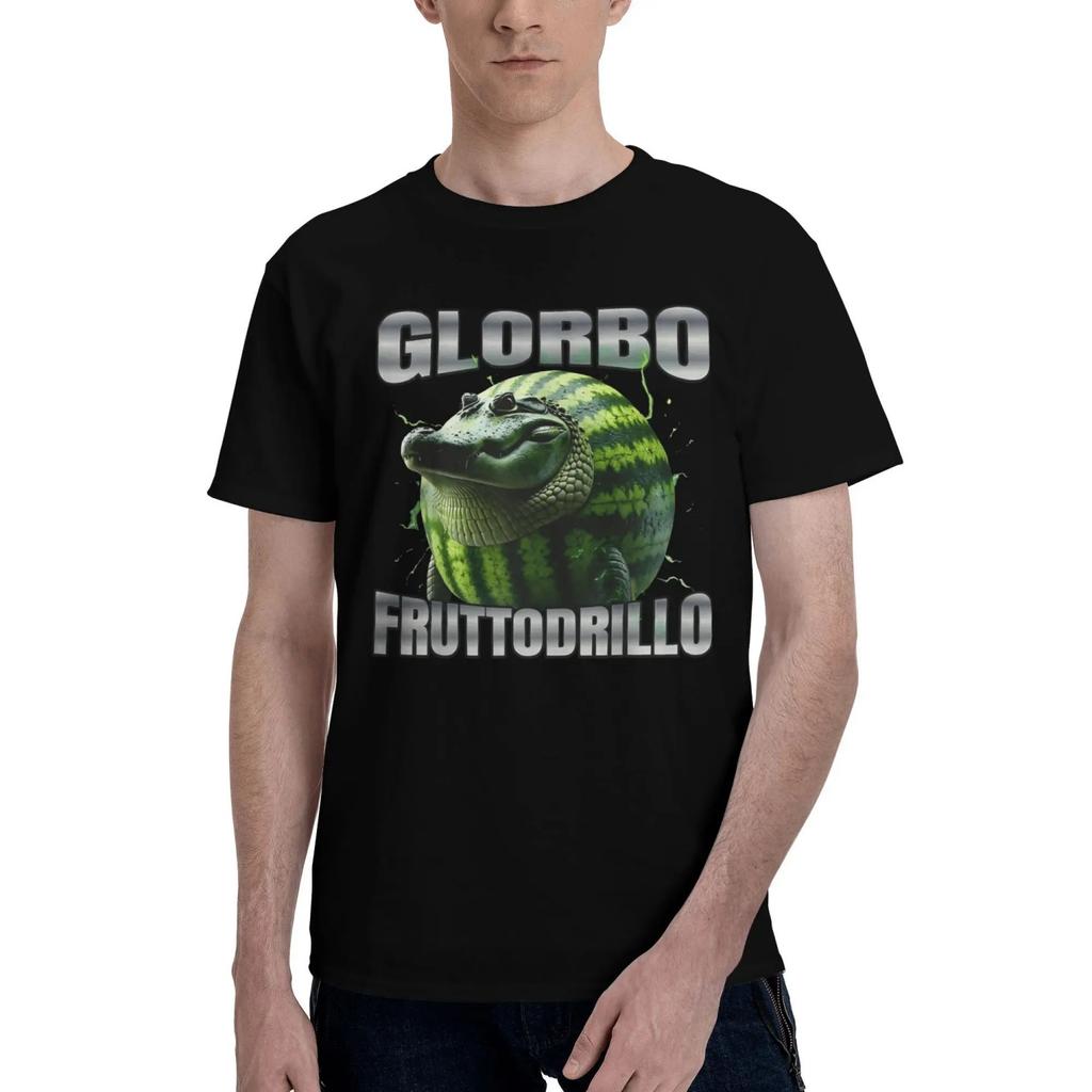 Glorbo Fruttodrillo Funny Italian Brainrot Meme T Shirt Hip Hop T-Shirts Short-Sleeve Tops Summer Cotton Plus Size 5XL Top Tees