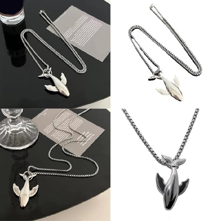 Современное ожерелье из нержавеющей стали с подвеской в виде кита, уникальное украшение на шею