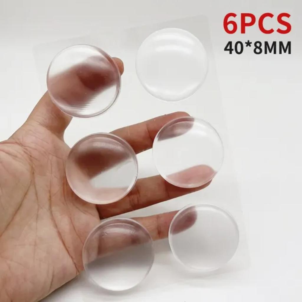 6pcs Door Handle Bumper Pad Self Adhesive Transparent Silicone Wall Protector Anti Bump Washable Reusable Round