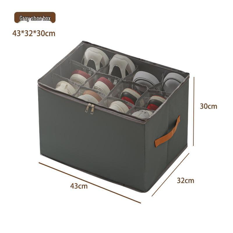 Foldable Shoe Storage Box with Lid & Dividers - Multifunctional Organizer for Clothes & Sundries