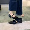 Sheepskin version~ One-pedal pointed thick heel Mary Jane shoes, light mouth one word with commuting light mouth temperament single shoes