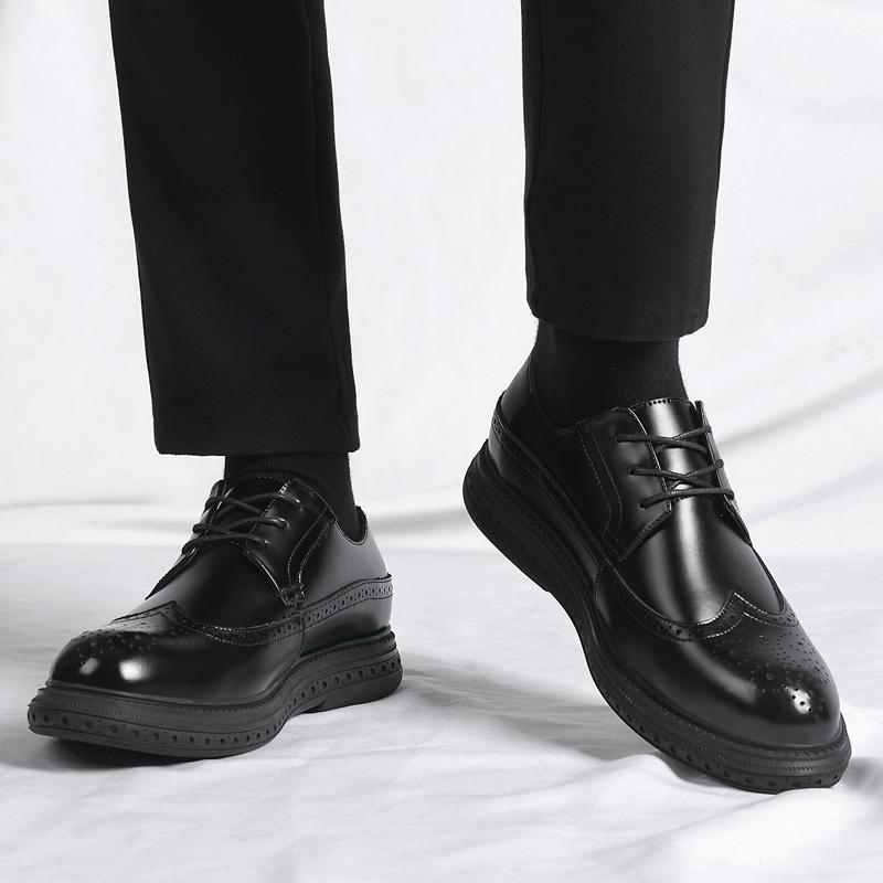 Модная офисная обувь для мужчин, повседневная обувь, дышащие кожаные мокасины для вождения, удобные черные броги в стиле ретро