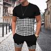 Men's Casual Fashion Sports Set Printed 3D Oil Painting Summer Fashion Casual Breathable Refreshing Short-Sleeved T-Shirt Pants