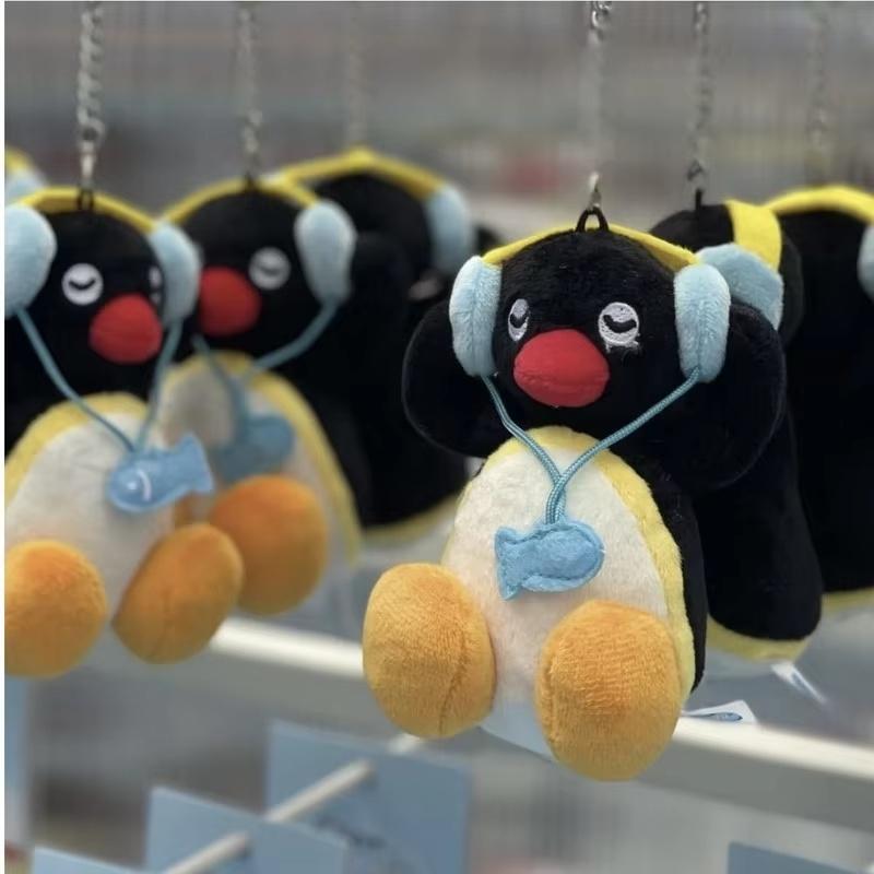 Penguin Plush Keychain Toy Cute Headphone Wearing Stuffed Doll Funny Cartoon Bag Pendant Backpack Purse Decor Surprise Gift