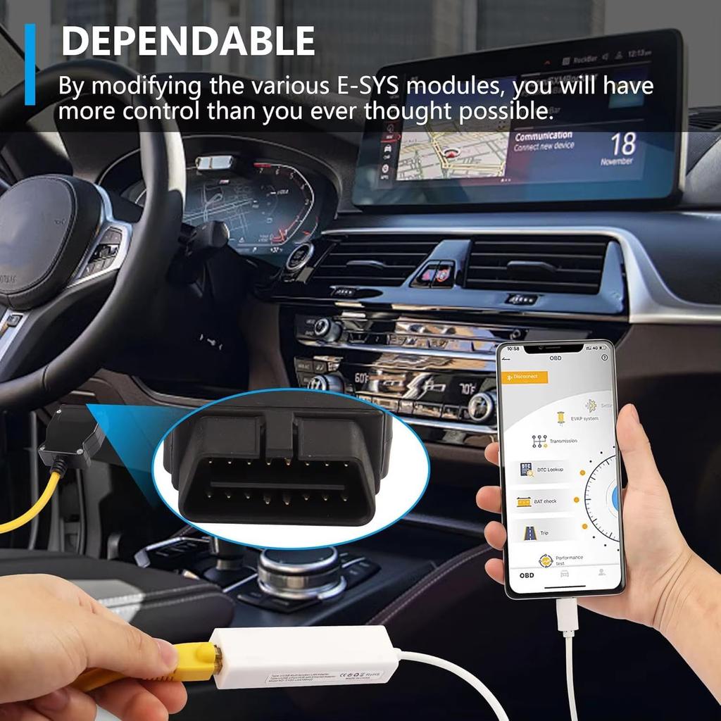 Кабель Enet OBD2 для кодирования BMW серий I/F/G, кабель OBD2 ENET RJ45, совместимый с E-SYS ICOM ISTA+ ISIS INPA Bootmod3 Bimmercode BimmerLink, OBDII на