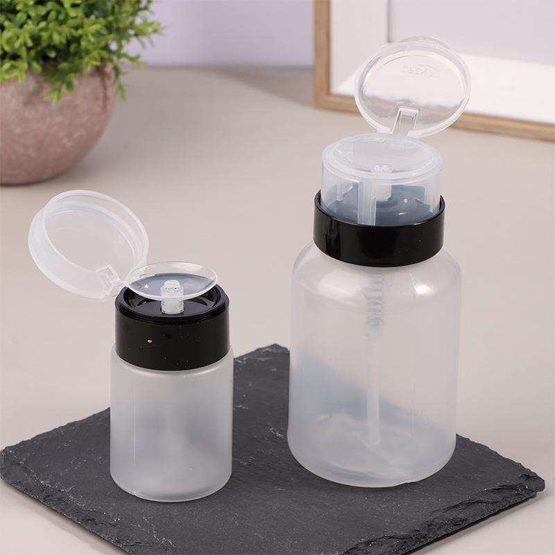 1Pc 60/200Ml Empty Press Nail Bottle Pump Dispenser Plastic Polish Portable Liquid Makeup Remover Cleaner Manicure Tool