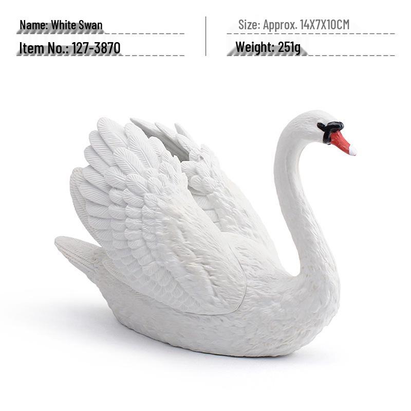 Wild Animal Swan Model: Children's Cognitive Farm Decor - White & Black Swan Ornament