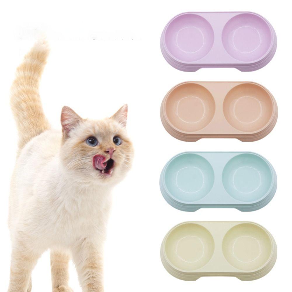 Portable Kitten Water Food Feeder Large Capacity Feeder Dish Bowl Durable Cat Double Bowls