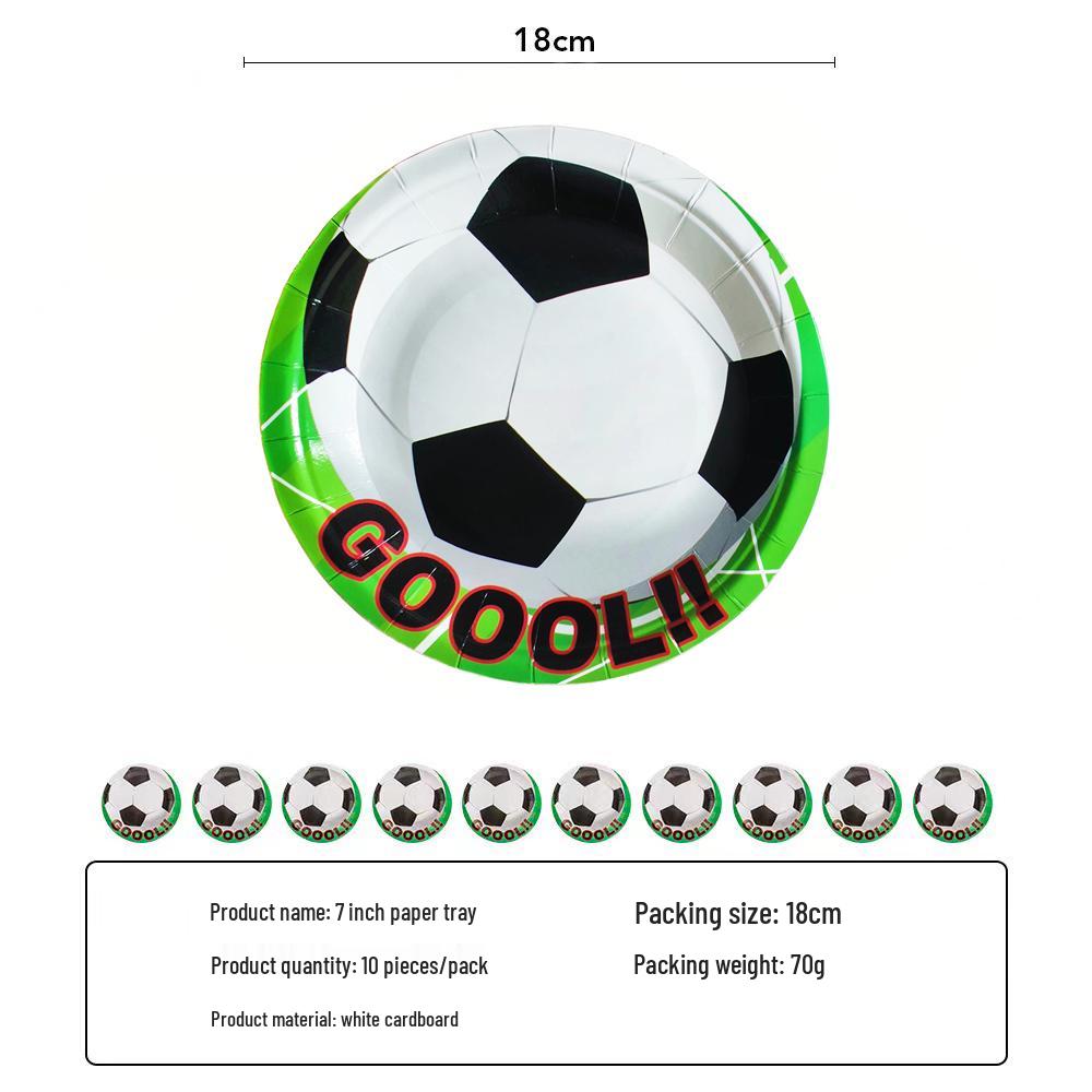 Набор декора для футбольной вечеринки в честь дня рождения: Тарелки, Чашки, Скатерть, Столовые приборы, Фон, Баннер и Воздушные шары.