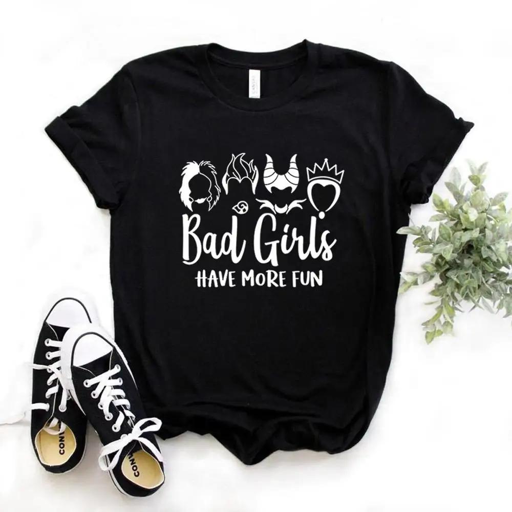 Женская футболка Bad Girls Have More Fun Print Футболка женская с коротким рукавом и круглым вырезом свободная футболка женская летняя повседневная футболка топы