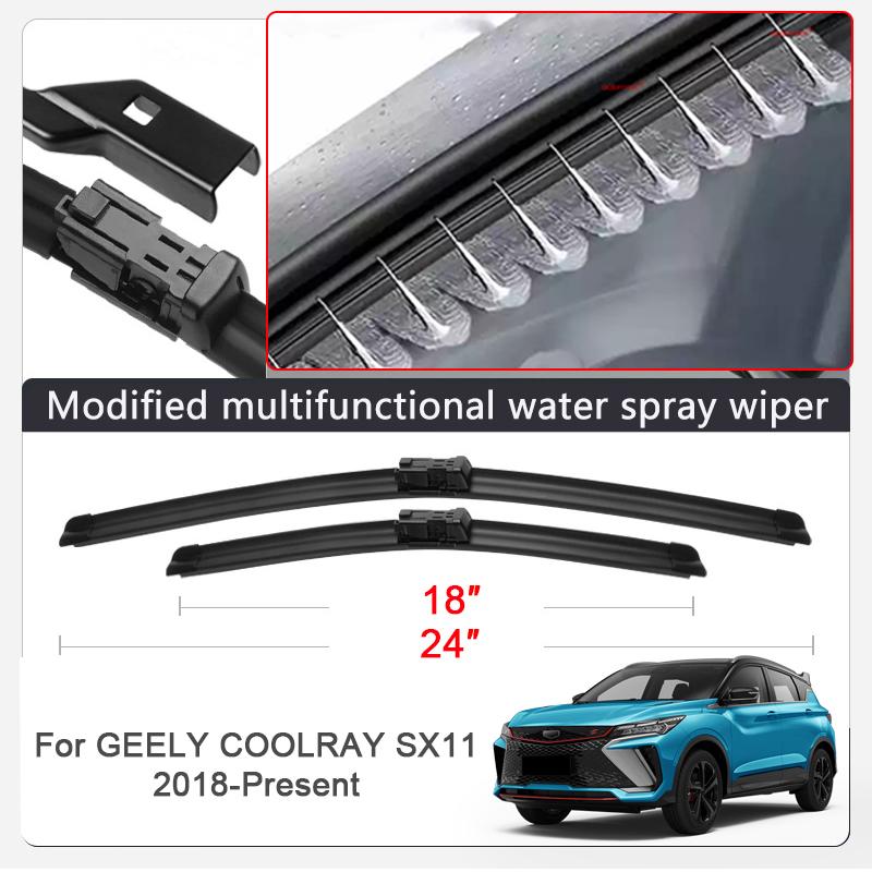 Car Modify Front Windshield Water Spray Wiper Blades For GEELY COOLRAY PREFACE EMGRAND BINRAY Auto Wet Arm Cleaning Wiper