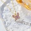 Fashion Zirconia Butterfly Pendant Necklaces for Women Sparkling Stainless Steel Necklace Jewelry Wedding Accessories