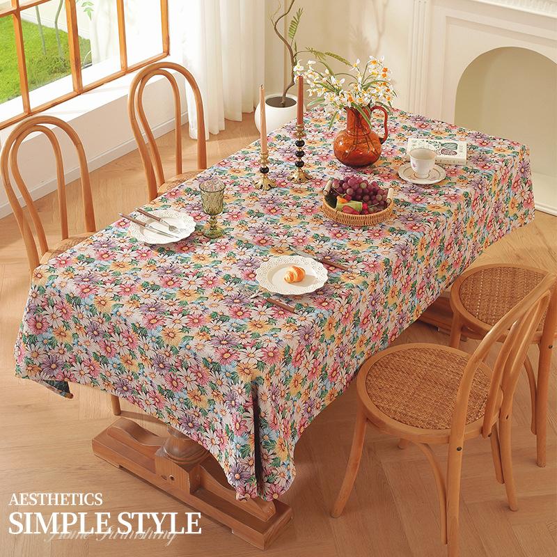 1pcs French Retro Oil Painting Tablecloths Ins Style High-end Light Luxury Dining Table Cover Dust Proof Coffee Table Cloth Living Room Decoration