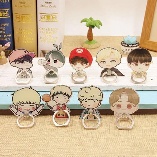 Bts Cartoon Phone Holder With 360degree Rotation For Fans And Mobile Use
