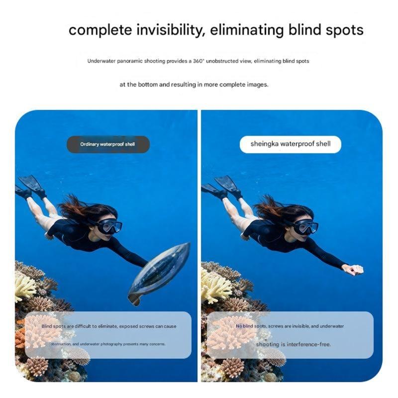 Deeply Sea Diving Case For 360 Action Cameras PC Shell Supports 45M Depth Clear Lens High Clear Footages Design