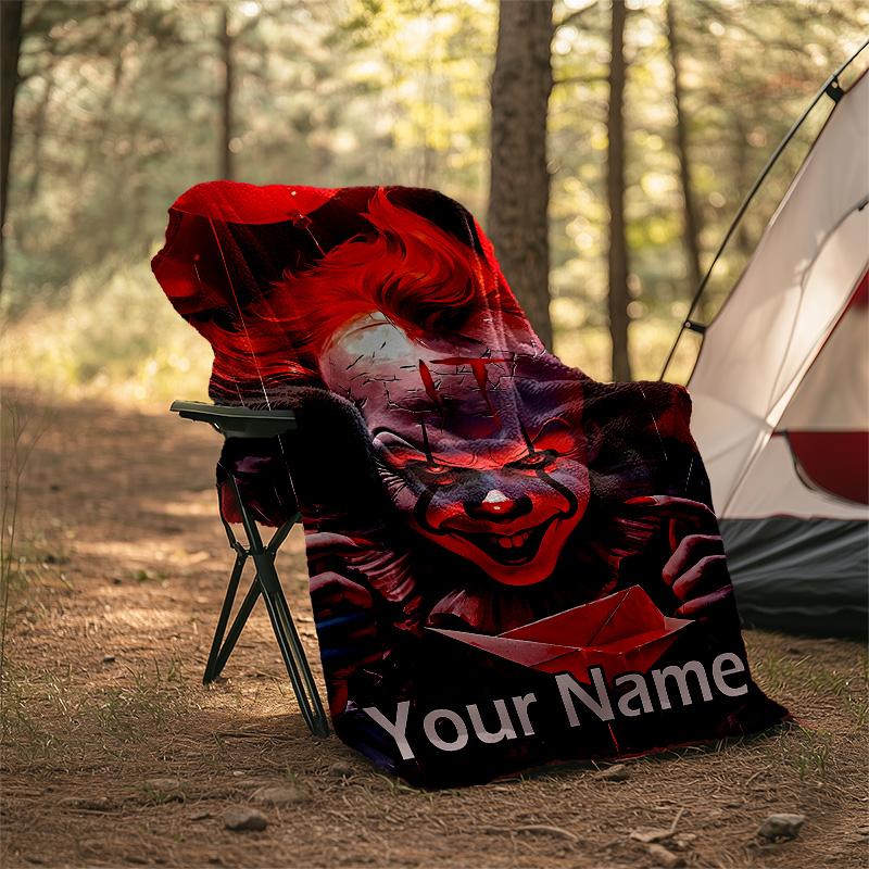 Customizable Pennywise Throw Blanket – Personalized Name, All-Season Cozy Snug Blanket, Machine Washable, Personalized Blanket