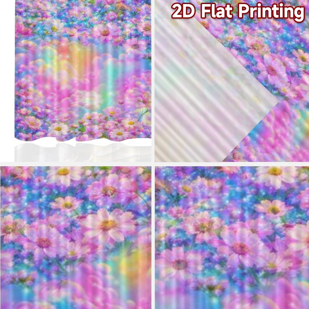 2D FLAT PRINTING 2pcs Curtains (Without Rod) Rainbow Pastel Floral Scene Fashionable Modern Curtains Yarn Curtains Gifts