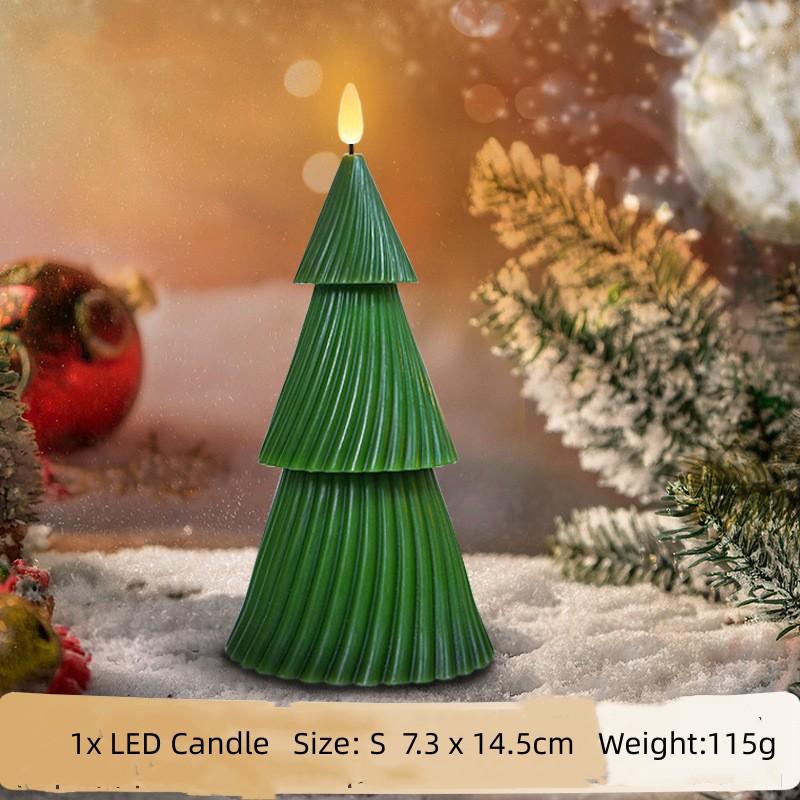 Набор из 3 рождественских светодиодных свечей без пламени, зеленые светодиодные подсвечники с таймером и пультом дистанционного управления, 3D мерцающие светодиодные свечи для рождественской елки