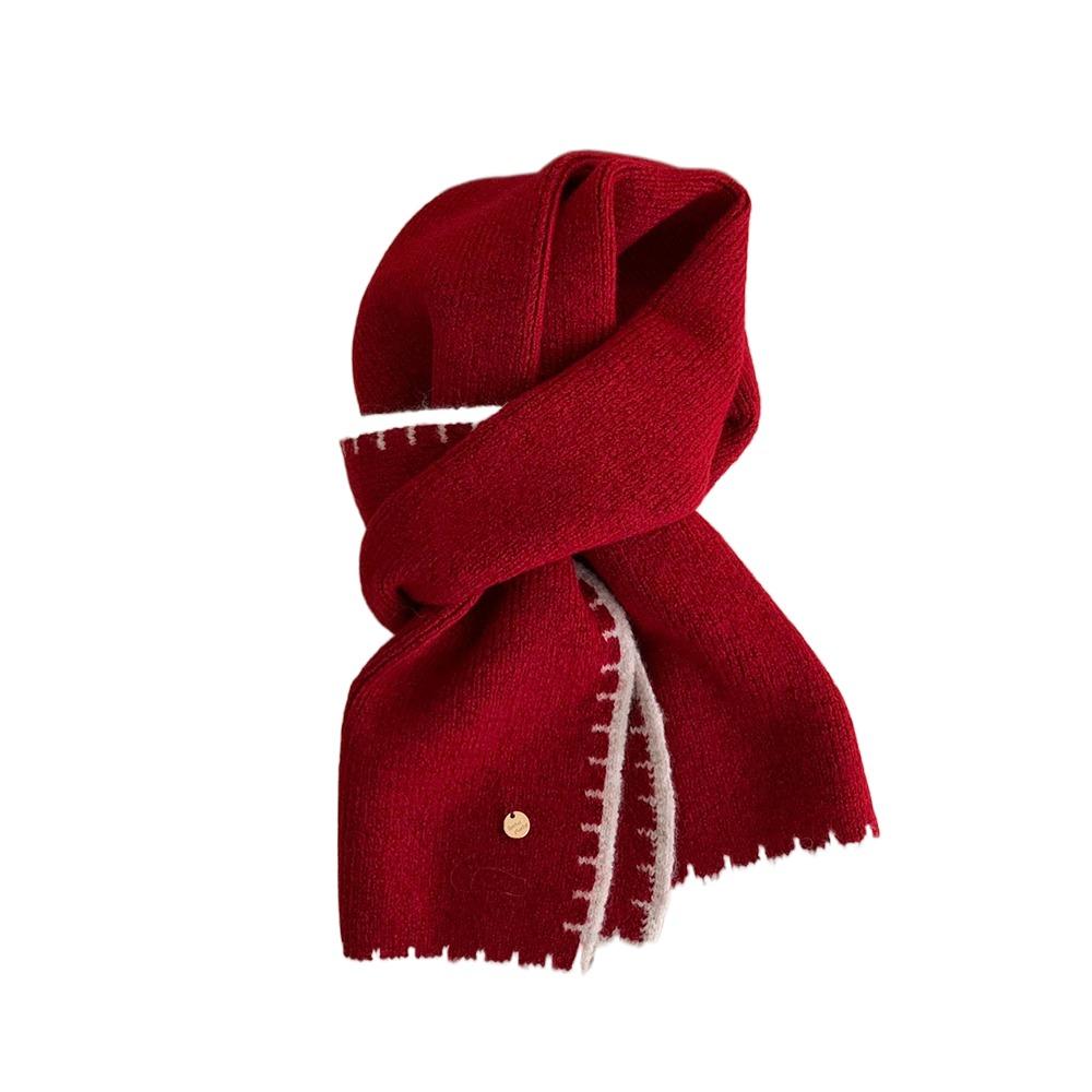 Color Matching Knit Scarf Cold-proof Neck Warmer Luxury Skiing Motorcycle Scarf  Women Men