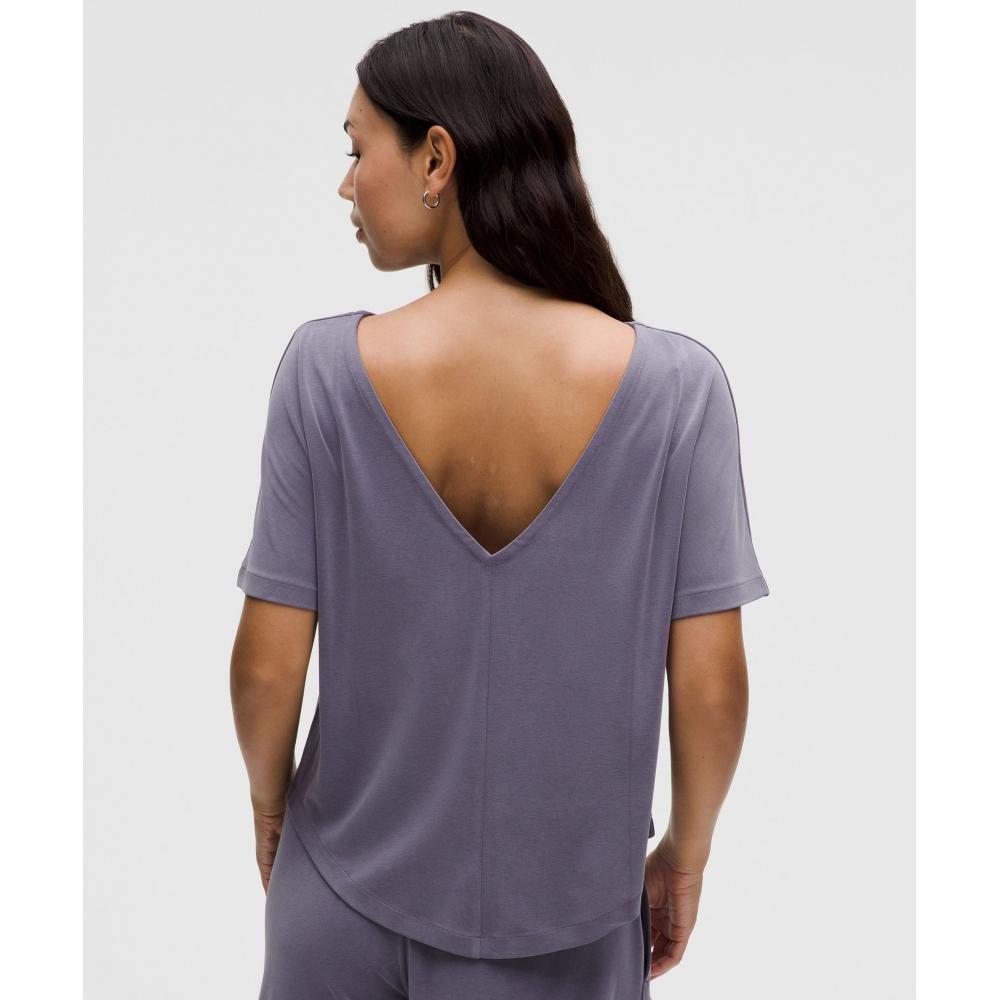 Lululemon Drapey Softstreme Boatneck Short Sleeve Shirt Grape Mist