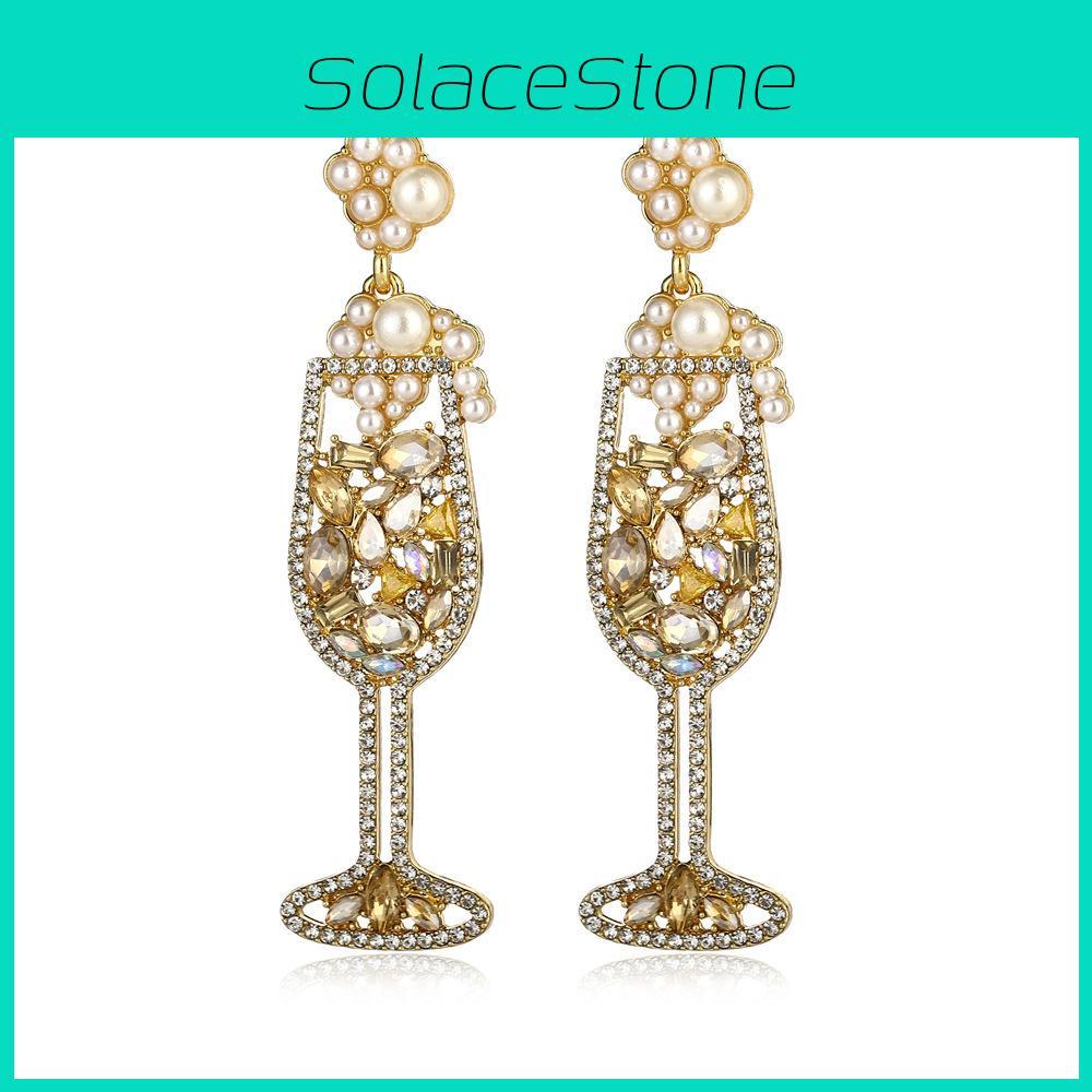 Stylish Fashionable Long Geometric Earrings For Women With Pearl And Gemstone Inlay Elegant Design