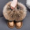 Women Snow Boots Cowhide Fox Woolen Women Shoes