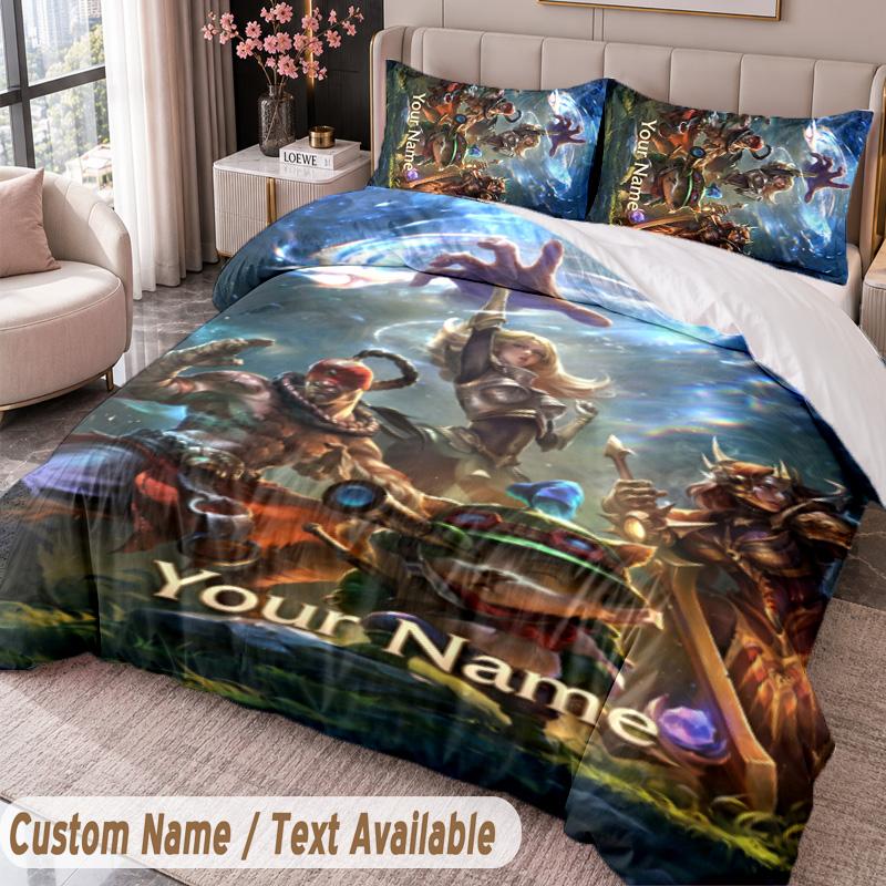 Custom Name Text 3Pcs Bedding Set League of Legends Duvet Cover And Two Pillowcases