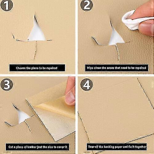 Self Adhesive Leather Repair Patch Couch Sofa Car Seat Chair Renovation Sticker-25x30cm-White