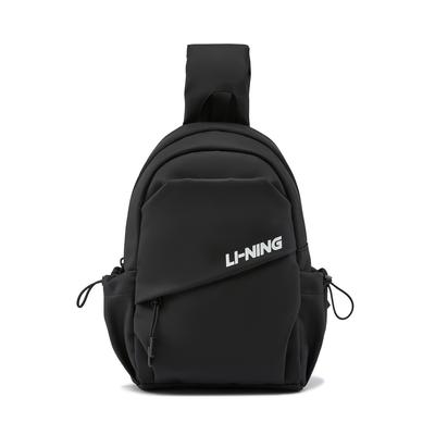 Li Ning Sports Lifestyle Series Removable Shoulder Strap Color Block Logo Accent Polyester Chest Bag Unisex Chest Bag Black ABDU167-4