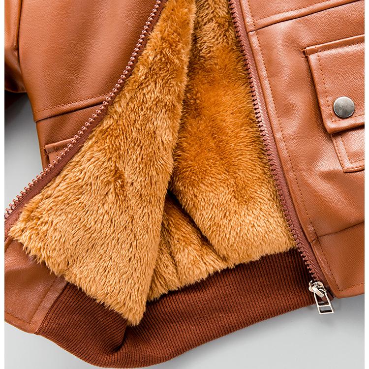 Плюшевое утепленное кожаное пальто для мальчиков, детская осенне-зимняя кожаная куртка, красивое пальто «Локомотив»