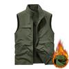 Autumn and Winter Middle-aged and Elderly Men's Vest Velvet Dad Sleeveless Stand-up Collar Multi-pocket Quick-drying Vest Large Size Vest
