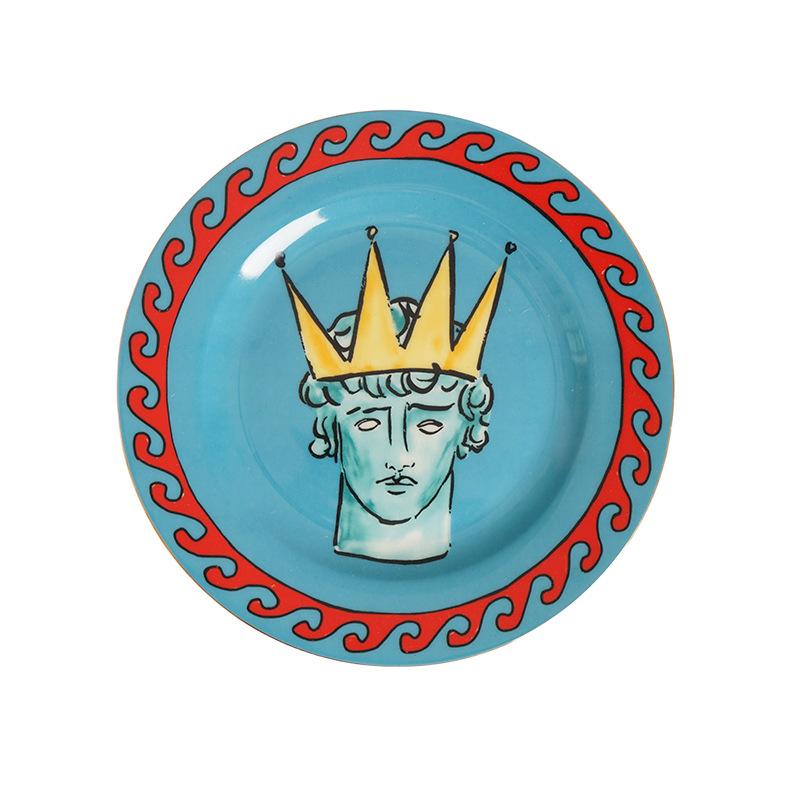 Креативная керамическая десертная тарелка с рисунком морского бога, посуда, фарфоровые тарелки, кружки