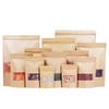 50/100pcs kraft paper zipper lock window bag brown re-sealable stand-up pouch coffee bean wedding festival food packaging